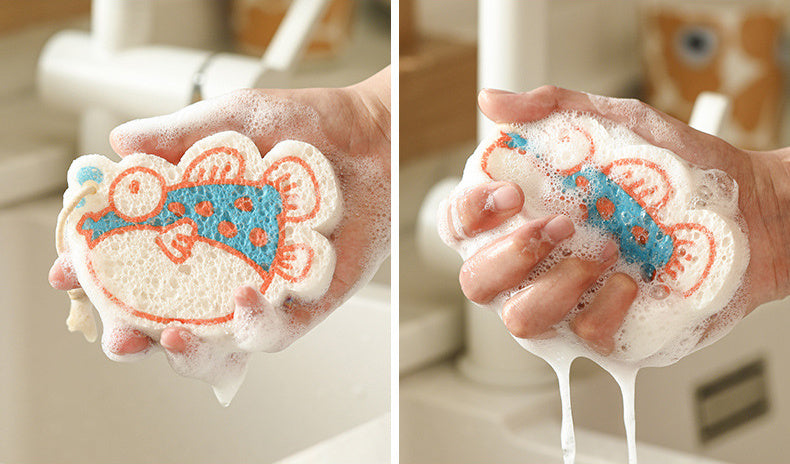 Nippon Wood Pulp Cotton Dish Sponge (Lucky Cat)