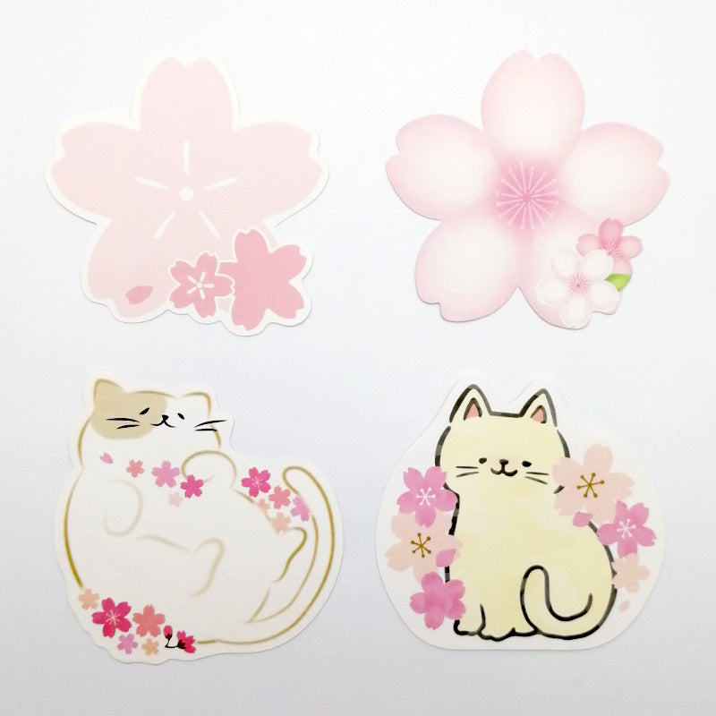 Sakura & Cat Note Card DIY Shaped Gift Message Card 30pcs 8*8 cm