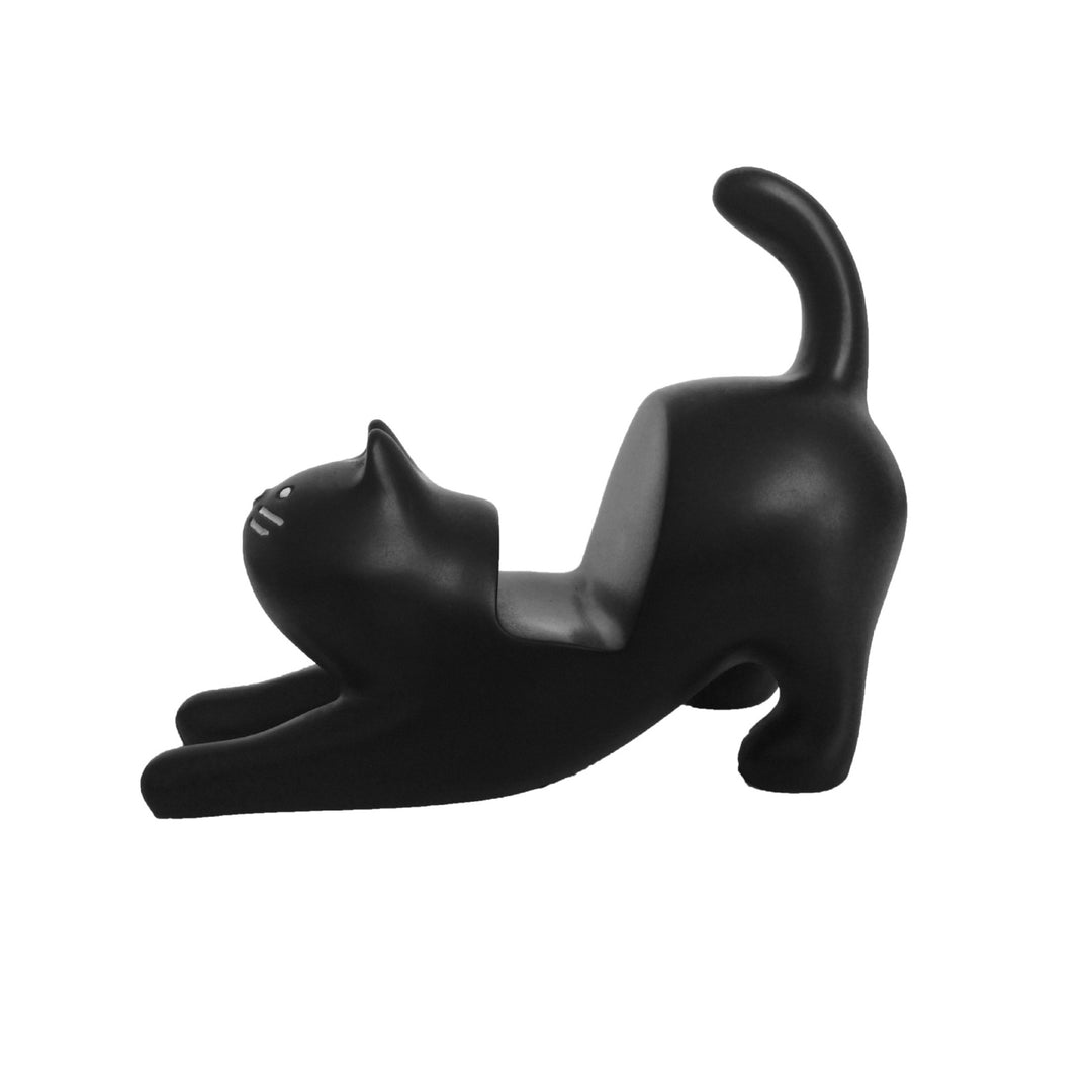 Japanese Stretching Cat Cell Phone Holder Black 5*8.5*10.5cm