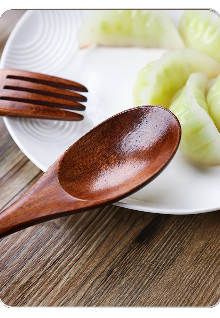 Nippon Wire Wrapped Wooden Spoon Fork Set of 2 Black 22.5cm