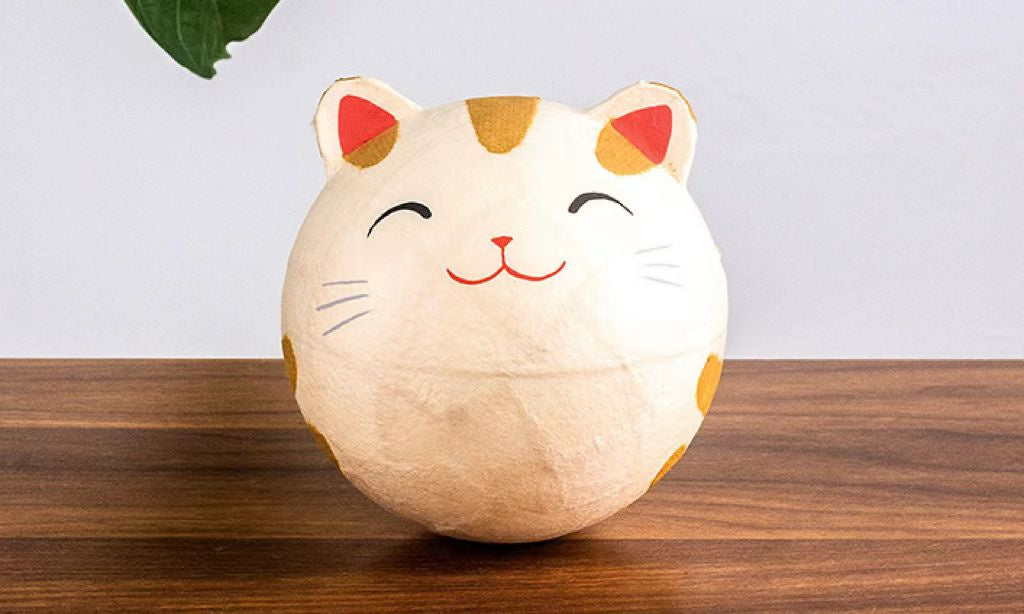 Japanese Kyoto Ryukodo Washi Tumbler Roly-poly Bell Ornament Tiger Cat