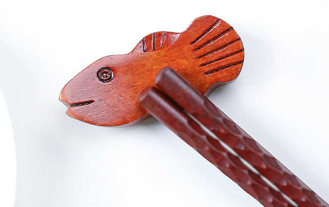 Nippon Wooden Chopstick Holder Ingot Fish 6.5*3cm