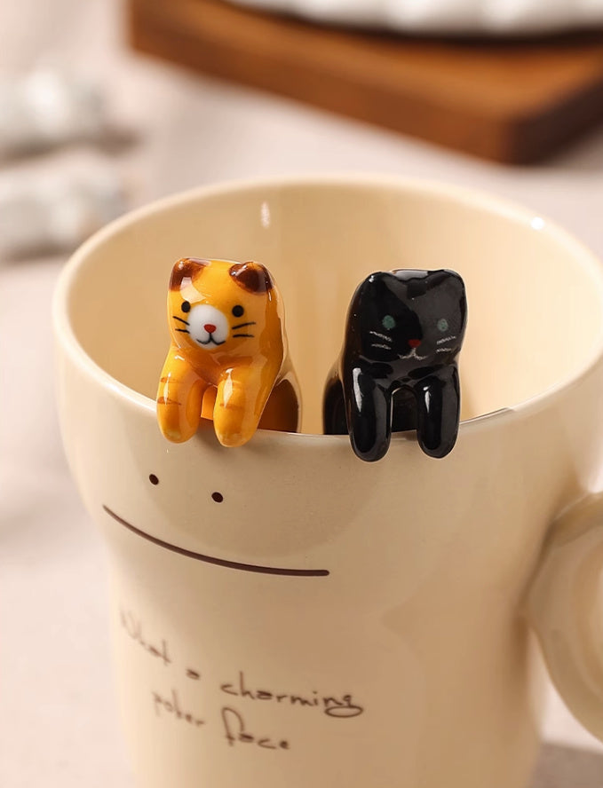 Hangable Ceramic Coffee Spoon Kiiro Neko (Yellow Cat 11*2*3cm)