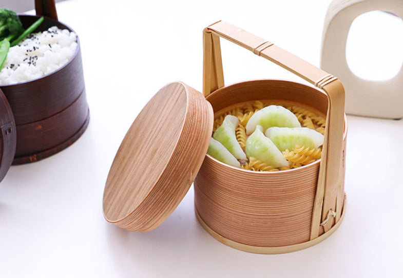 New Oriental Carrying Basket Double Layers Bento Box (light color/small) 1300ml