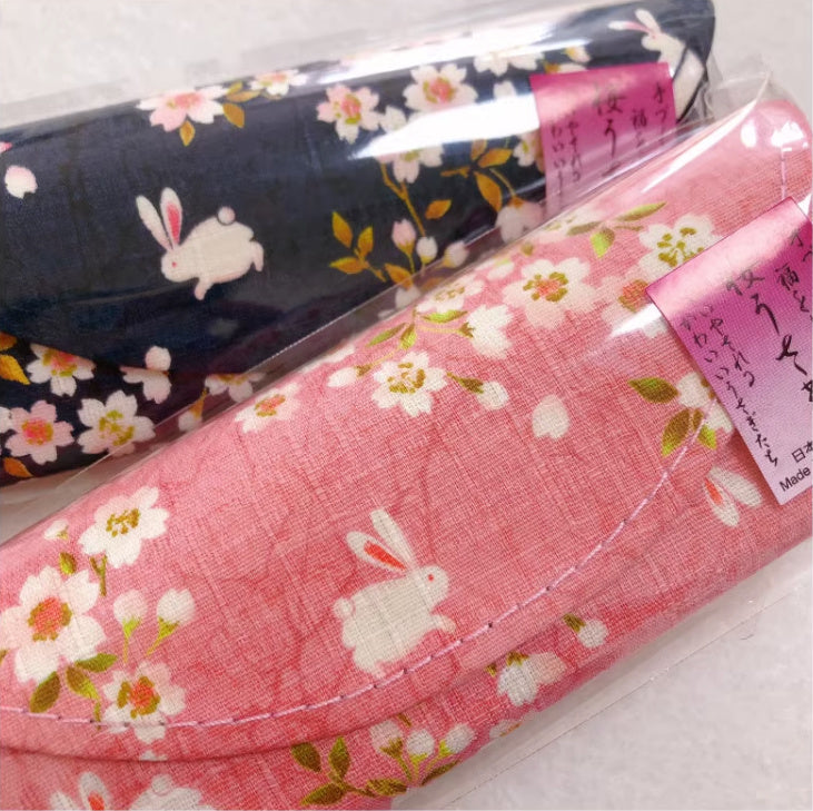 Japanese Sakura Rabbit Magnetic Sunglasses Protective Case Dark Blue 16*6*3cm