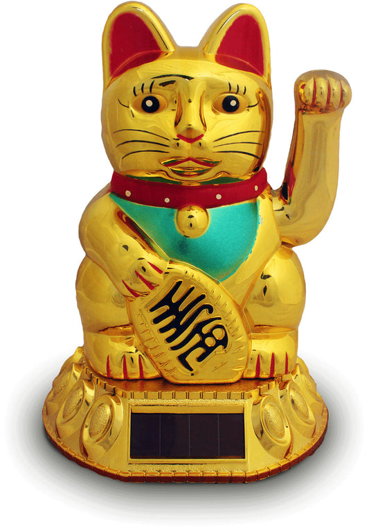 Lucky cat solar Solarenergy goud Ø15 cm | H20 cm