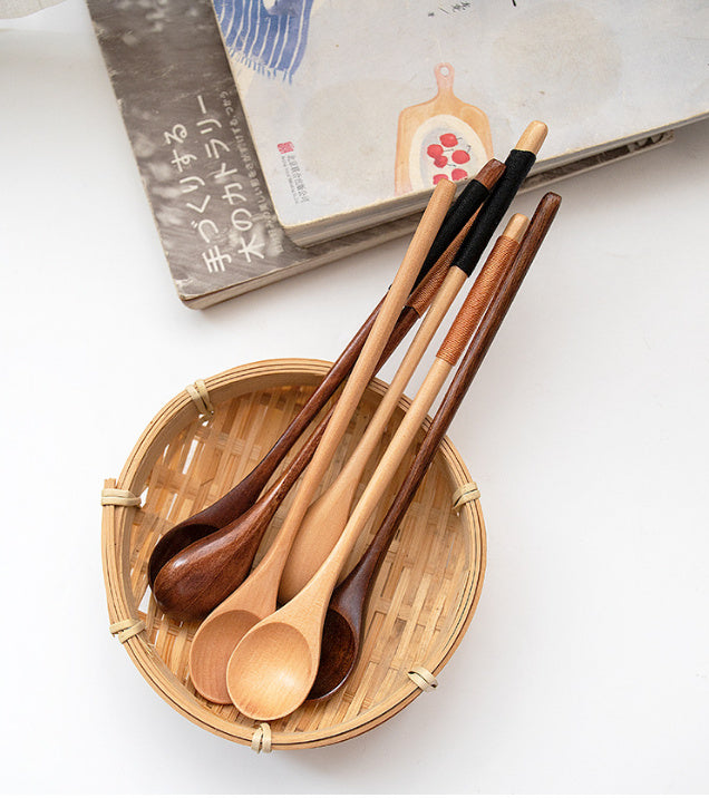 Nippon Long Handle Wooden Stirring Spoon Nanmu (Black 20*3cm)