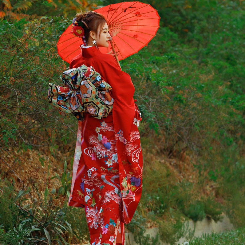 Japanese Kimono Formal Woman Red Furisode