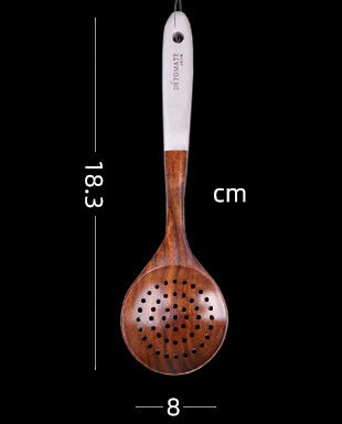 Teak Beaded Handle Kitchenware Wooden Serving Spoon 18.3*8cm