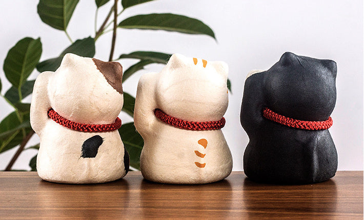 Kyoto paper mâché Washi Handmade Lucky Cat Tricolor