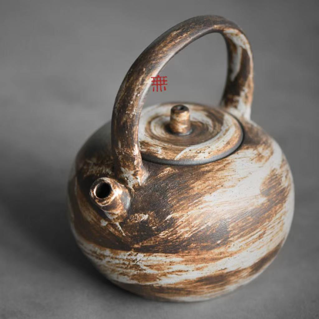 Nippon Toki Handmade Tea Pot Tedzukuri Uwade no kyusu Tipotto Ushirode no kyusu White (shiro 9*7.5*11.5cm 150ml)