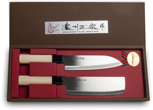 Satake Cutlery Japan knife set Nakiri and Santoku 2 pcs 17,5