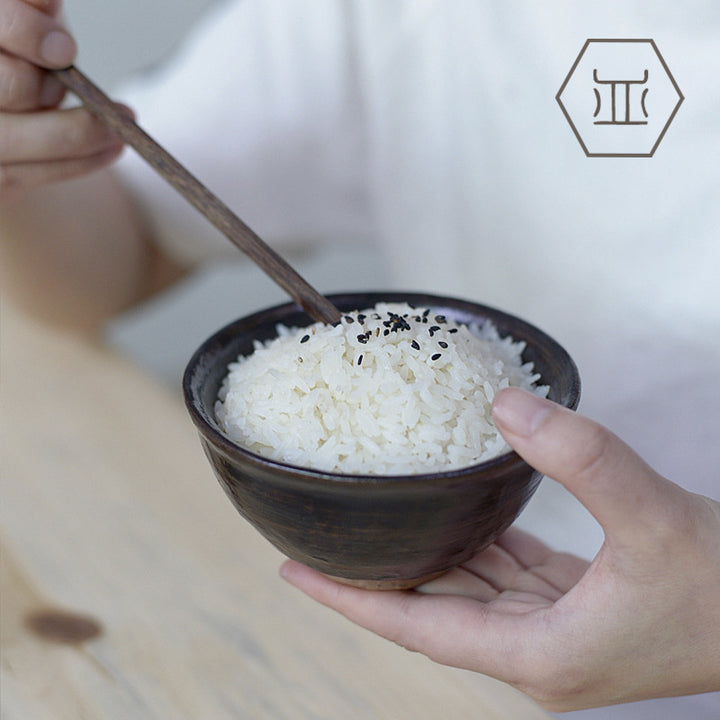 Nippon Toki Handmade Rice / Ramen bowl Tedzukuri Black (kuro 11.5*6.2cm)