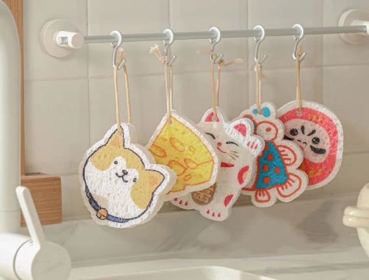 Nippon Wood Pulp Cotton Dish Sponge (Shiba Inu Dog)