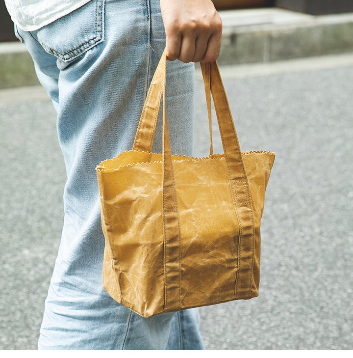 Nippon Eco-Floding Oil Waxed Fabric Tote Bag ( Beige Small）