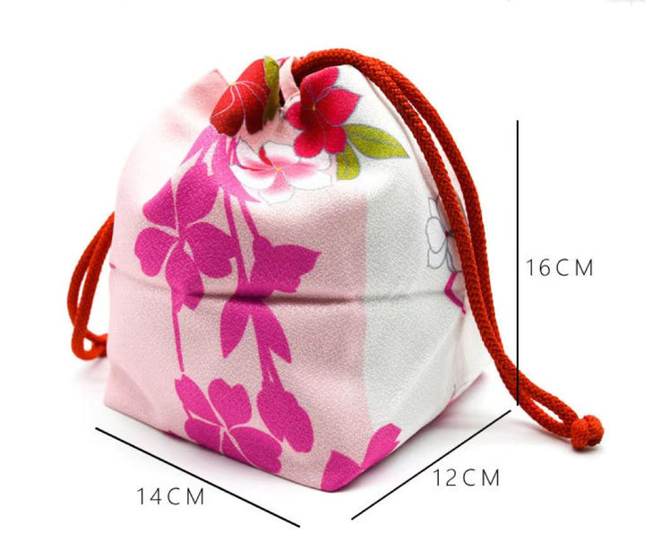 Japanese Kimono Handbag Rose Red Sakura