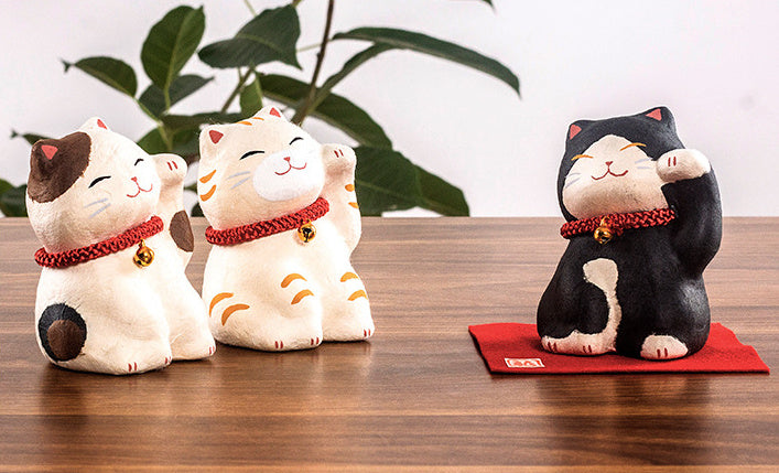 Kyoto paper mâché Washi Handmade Lucky Cat Ginger