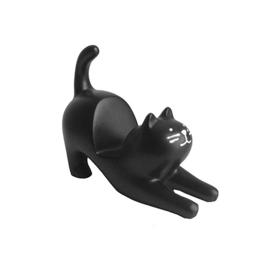 Japanese Stretching Cat Cell Phone Holder Black 5*8.5*10.5cm