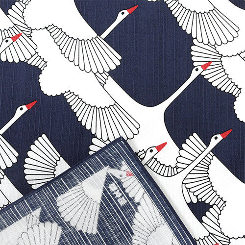 Furoshiki Large Cloth Crane Navy blue 90 x 90cm