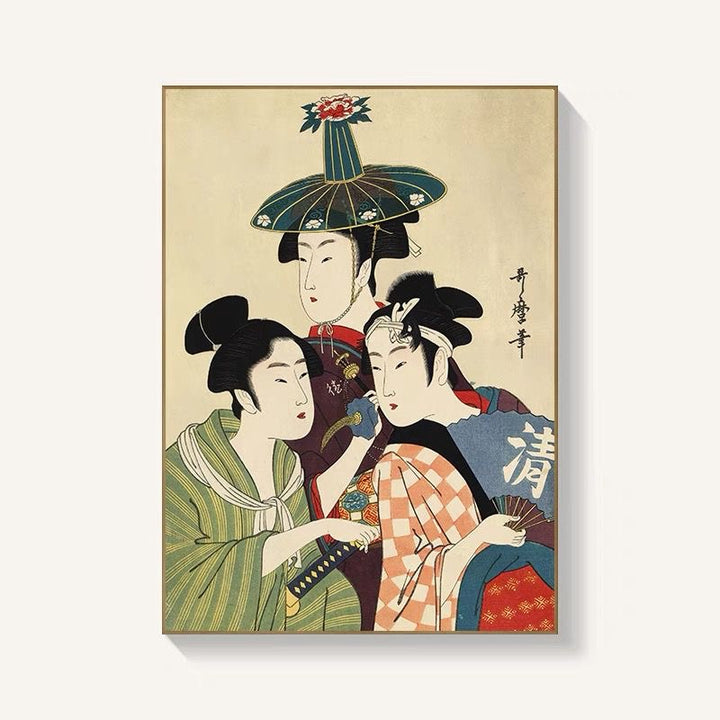 Japanese Famous Wall Art 3 women's H 70 * L 50 cm