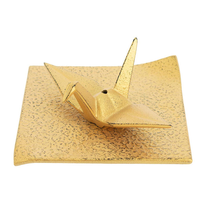 Golden iron cast Incense Holder Iwachu Orizuru