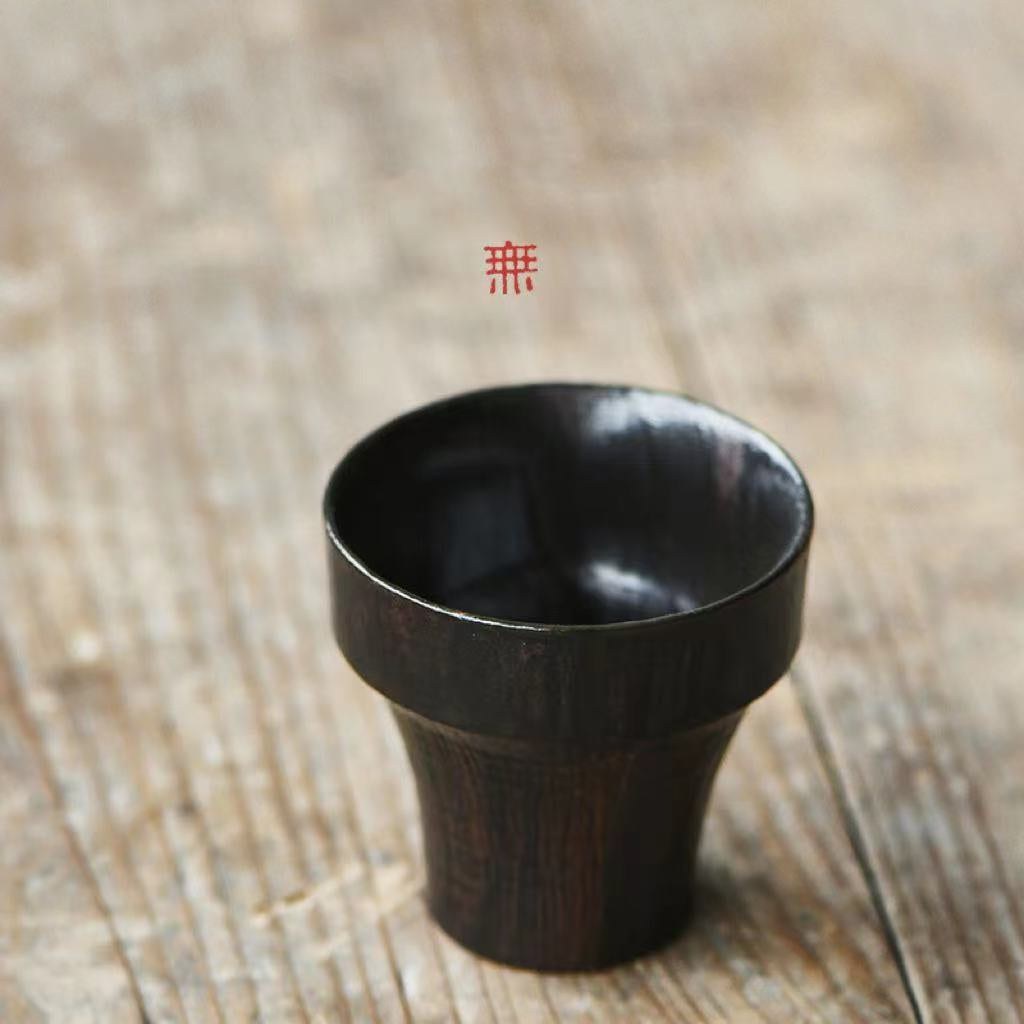Nippon Toki Handmade Teacup Hana Tedzukuri Ocha kappu Black (kuro 4.8*4.8cm 40ml)