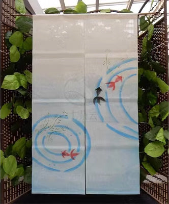 Japanese door half curtains without punching (Goldfish 86-89*150cm)