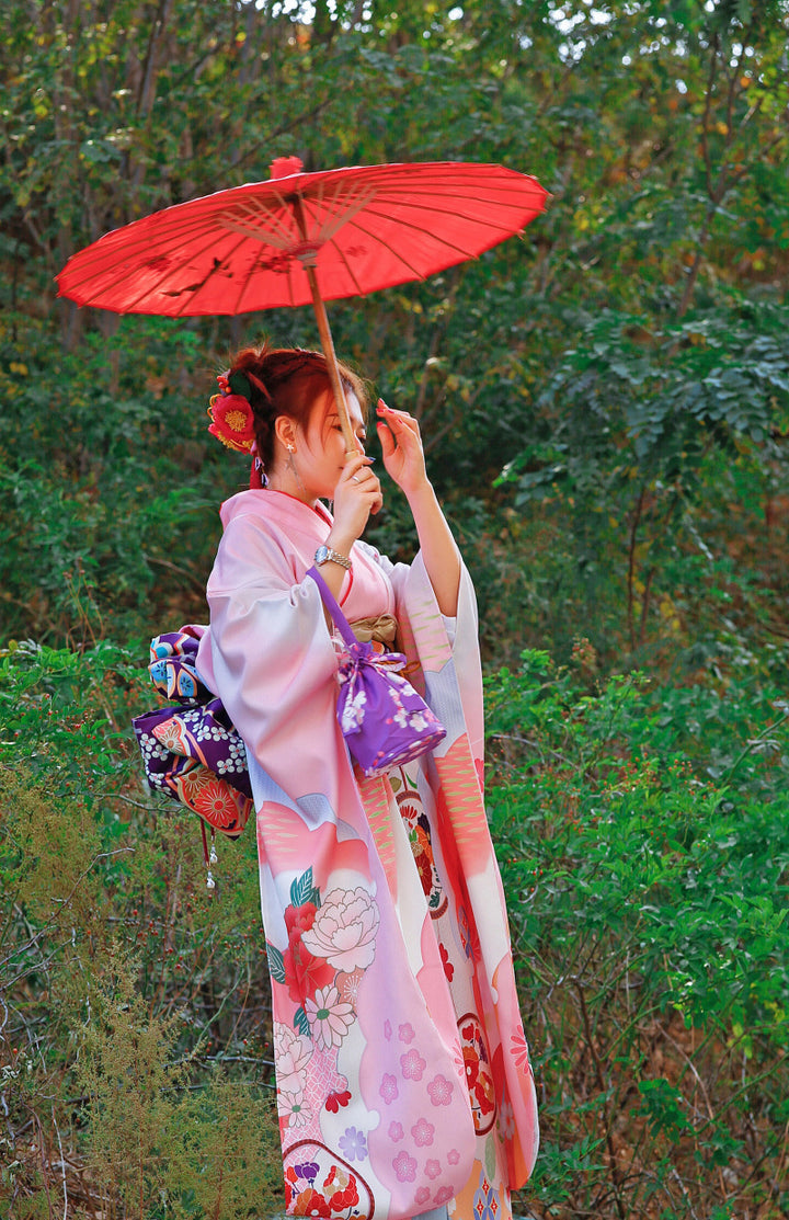 Japanese Kimono Formal Woman Pink Furisode