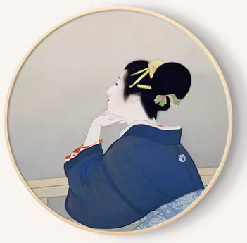 Japanese Ukiyo-e Women  Decorative Painting 40*40 cm Blue