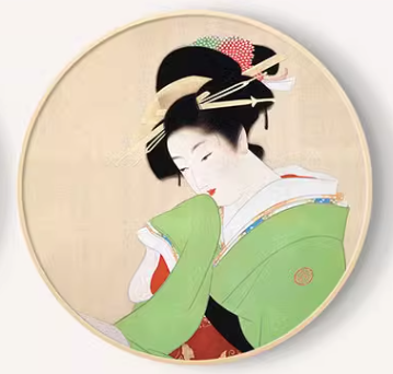 Japanese Ukiyo-e Women  Decorative Painting 40*40 cm Green