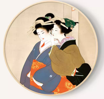 Japanese Ukiyo-e Women  Decorative Painting 40*40 cm Two Ladies