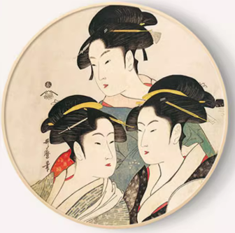 Japanese Ukiyo-e Women  Decorative Painting 40*40 cm Three Ladies