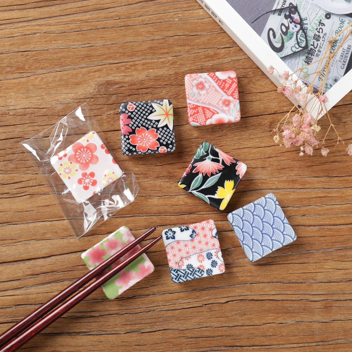 Nippon Chopstick Holder Wabi-Sabi pattern Square 7ps