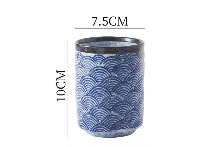 Japanese Tea Cup Wave Blue