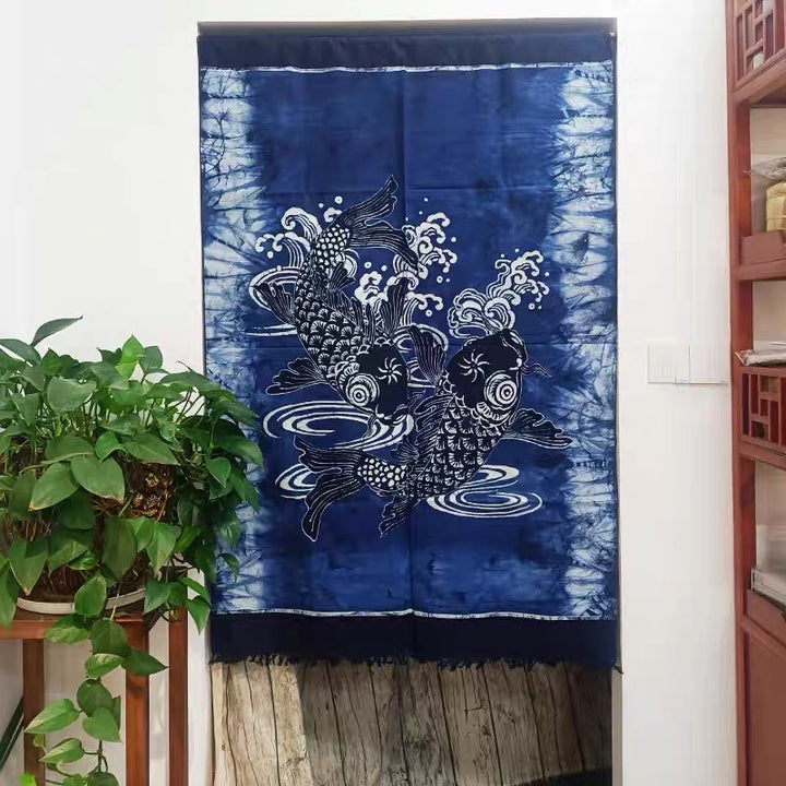Japanese curtains without punching - Fish 88*145cm