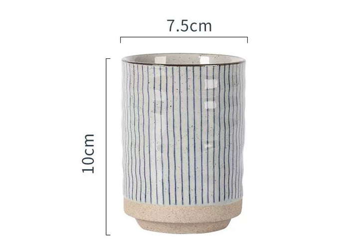 Japanese Tea Cup Vertical Line Blue