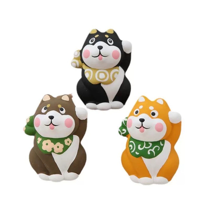 Ceramic Hand-painted Standing Shiba Black