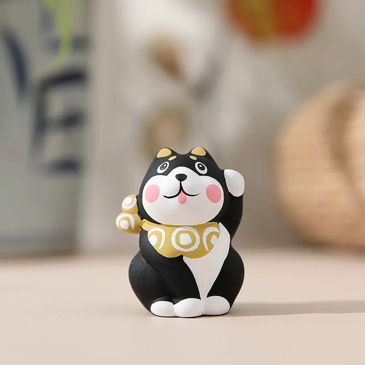 Ceramic Hand-painted Standing Shiba Black