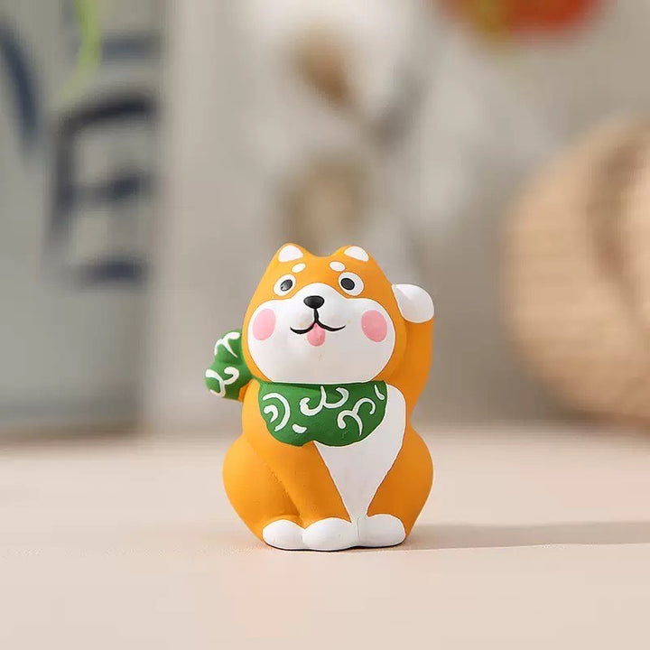 Ceramic Hand-painted Standing Shiba Yellow
