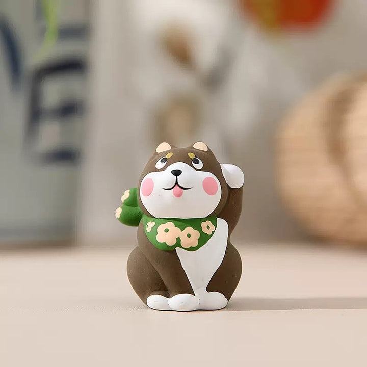 Ceramic Hand-painted Standing Shiba Brown