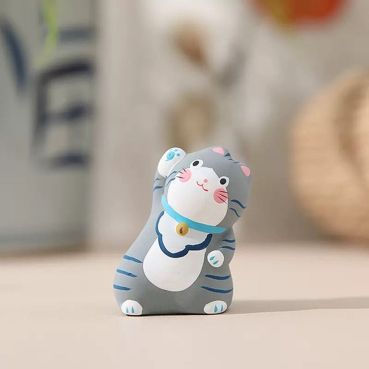 Ceramic Hand-painted Standing Cat Grey