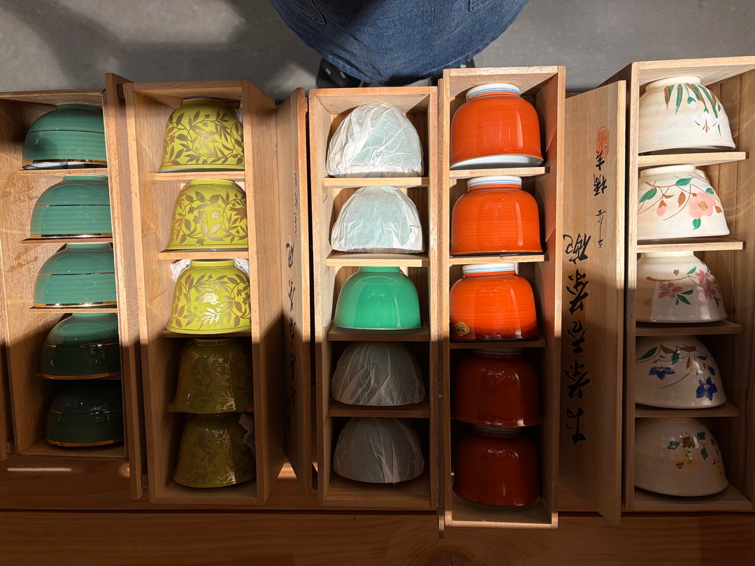 Japanese Hand-Painted Yunomi Cups (Set of 5)