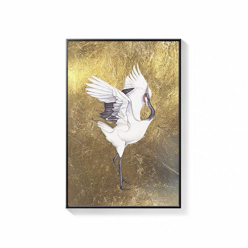 Japanese Famous Wall Art 50*70 cm Crane _ Gold I