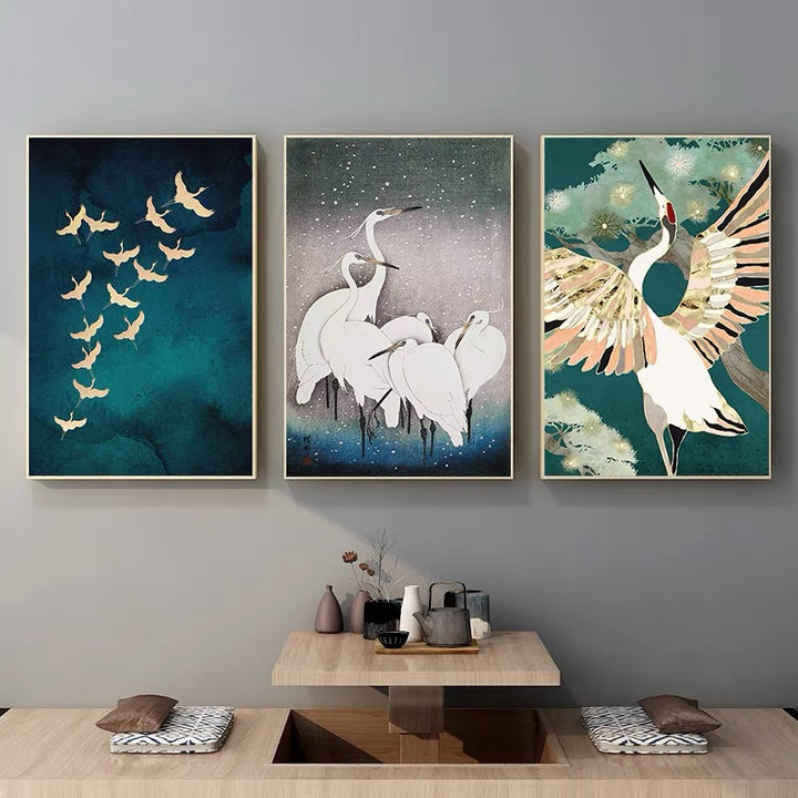 Japanese Famous Wall Art 50*70 cm Crane _ Blue I
