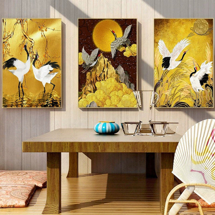 Japanese Famous Wall Art 50*70 cm Crane _Yellow I