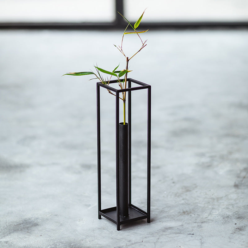 Japanese Creative Iron Flower Arrangement with Transparent Glass Tube