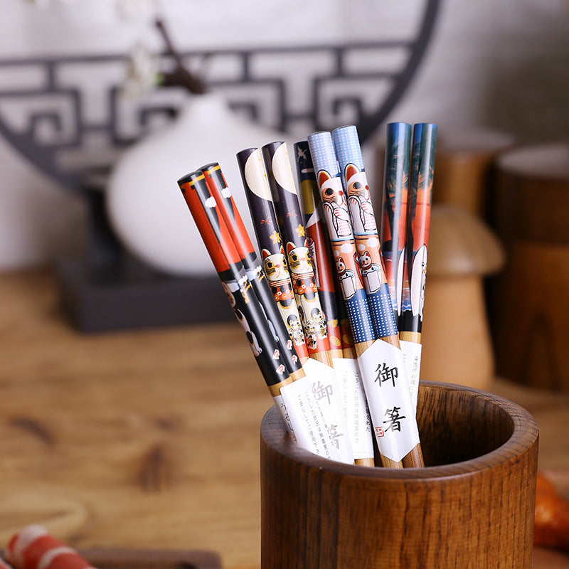 Nippon Bamboo Chopsticks with Lucky Cat A