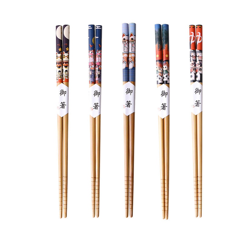 Nippon Bamboo Chopsticks with Lucky Cat D