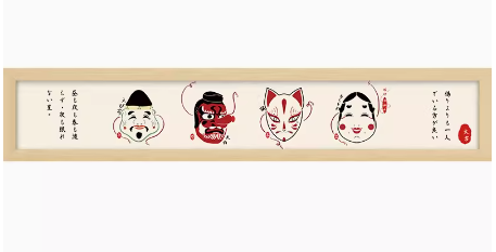 Japanese Famous Wall Art Mask Combination 11*53 cm