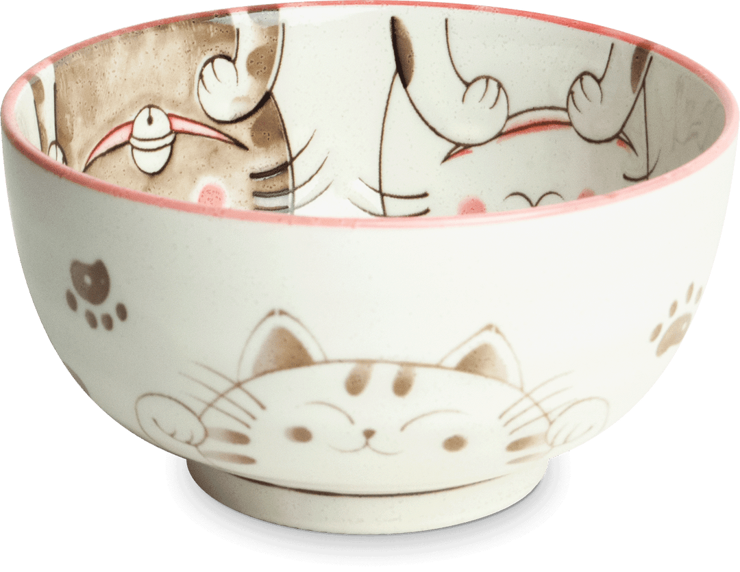 Three Cats Matcha Bowl Pink Ø13 cm | H7 cm